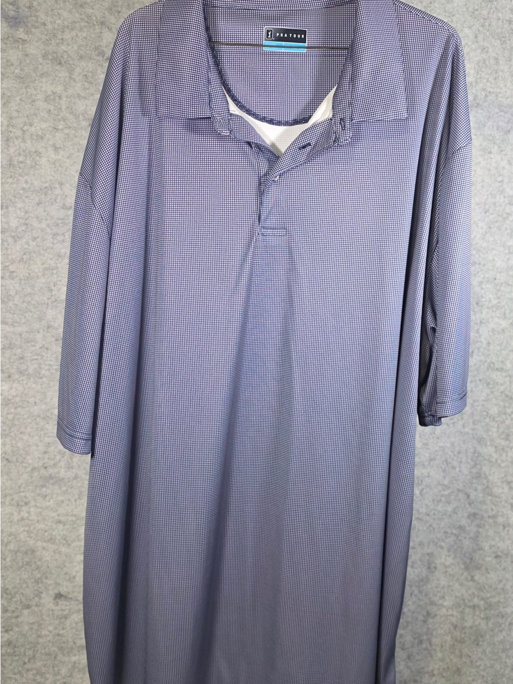 PGA Tour Navy Micro-Check Performance Polo Size 3XLT